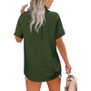 image:imageHOTOUCH Women Summer Button Down Shirt Short Sleeve Cotton Blouses Button Up Tops Beach Vacation OutfitsAarmy Green