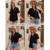 image:imageHOTOUCH Women Summer Button Down Shirt Short Sleeve Cotton Blouses Button Up Tops Beach Vacation OutfitsAblack