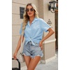image:imageHOTOUCH Women Summer Button Down Shirt Short Sleeve Cotton Blouses Button Up Tops Beach Vacation OutfitsAclear Blue