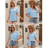image:imageHOTOUCH Women Summer Button Down Shirt Short Sleeve Cotton Blouses Button Up Tops Beach Vacation OutfitsAclear Blue
