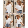 image:imageHOTOUCH Women Summer Button Down Shirt Short Sleeve Cotton Blouses Button Up Tops Beach Vacation OutfitsAwhite