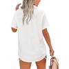 image:imageHOTOUCH Women Summer Button Down Shirt Short Sleeve Cotton Blouses Button Up Tops Beach Vacation OutfitsAwhite