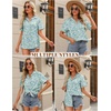 image:imageHOTOUCH Women Summer Button Down Shirt Short Sleeve Cotton Blouses Button Up Tops Beach Vacation OutfitsBblue Leaves