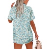 image:imageHOTOUCH Women Summer Button Down Shirt Short Sleeve Cotton Blouses Button Up Tops Beach Vacation OutfitsBblue Leaves