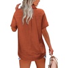 image:imageHOTOUCH Women Summer Button Down Shirt Short Sleeve Cotton Blouses Button Up Tops Beach Vacation OutfitsBbrown
