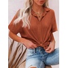 image:imageHOTOUCH Women Summer Button Down Shirt Short Sleeve Cotton Blouses Button Up Tops Beach Vacation OutfitsBbrown