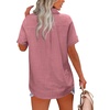 image:imageHOTOUCH Women Summer Button Down Shirt Short Sleeve Cotton Blouses Button Up Tops Beach Vacation OutfitsBdark Pink
