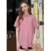 image:imageHOTOUCH Women Summer Button Down Shirt Short Sleeve Cotton Blouses Button Up Tops Beach Vacation OutfitsBdark Pink