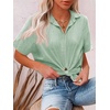 image:imageHOTOUCH Women Summer Button Down Shirt Short Sleeve Cotton Blouses Button Up Tops Beach Vacation OutfitsBlight Green