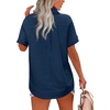 image:imageHOTOUCH Women Summer Button Down Shirt Short Sleeve Cotton Blouses Button Up Tops Beach Vacation OutfitsBnavy Blue