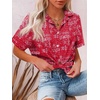 image:imageHOTOUCH Women Summer Button Down Shirt Short Sleeve Cotton Blouses Button Up Tops Beach Vacation OutfitsBred Boho