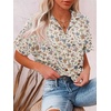 image:imageHOTOUCH Women Summer Button Down Shirt Short Sleeve Cotton Blouses Button Up Tops Beach Vacation OutfitsCcream Floral