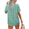 image:imageHOTOUCH Women Summer Button Down Shirt Short Sleeve Cotton Blouses Button Up Tops Beach Vacation OutfitsCgreen Floral