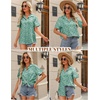 image:imageHOTOUCH Women Summer Button Down Shirt Short Sleeve Cotton Blouses Button Up Tops Beach Vacation OutfitsCgreen Floral