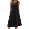image:imageHOTOUCH Summer Casual Dresses for Women Sleeveless Midi Dress Swing Tank Sundress Pleated Tshirt Dress with Pockets00black