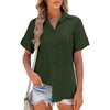 image:imageHOTOUCH Women Summer Button Down Shirt Short Sleeve Cotton Blouses Button Up Tops Beach Vacation OutfitsAarmy Green