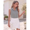 image:imageHOTOUCH Womens Sleeveless Button Down Shirts HiddenButton Front Collared Dressy Casual Blouses Loose Office Tank TopsBlack Striped