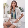 image:imageHOTOUCH Womens Sleeveless Button Down Shirts HiddenButton Front Collared Dressy Casual Blouses Loose Office Tank TopsStripes Multicolor