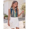 image:imageHOTOUCH Womens Sleeveless Button Down Shirts HiddenButton Front Collared Dressy Casual Blouses Loose Office Tank TopsStripes Multicolor