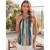 image:imageHOTOUCH Womens Sleeveless Button Down Shirts HiddenButton Front Collared Dressy Casual Blouses Loose Office Tank TopsStripes Multicolor