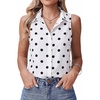 image:imageHOTOUCH Womens Sleeveless Button Down Shirts HiddenButton Front Collared Dressy Casual Blouses Loose Office Tank TopsPolka Dots