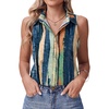 image:imageHOTOUCH Womens Sleeveless Button Down Shirts HiddenButton Front Collared Dressy Casual Blouses Loose Office Tank TopsStripes Multicolor