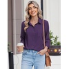 image:imageHOTOUCH Button Down Shirts for Women Long Sleeve Blouse Dressy Casual Business Work Tops with PocketDeep Purple