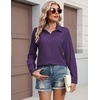 image:imageHOTOUCH Button Down Shirts for Women Long Sleeve Blouse Dressy Casual Business Work Tops with PocketDeep Purple