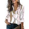 image:imageHOTOUCH Button Down Shirts for Women Long Sleeve Blouse Dressy Casual Business Work Tops with PocketPink Taupe Block
