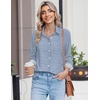 image:imageHOTOUCH Button Down Shirts for Women Long Sleeve Blouse Dressy Casual Business Work Tops with PocketStripes Blue