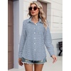 image:imageHOTOUCH Button Down Shirts for Women Long Sleeve Blouse Dressy Casual Business Work Tops with PocketStripes Blue