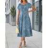 image:imageHOTOUCH Summer Dresses for Women 2026 Casual Midi Dress Petal Short Sleeve A Line Dress Pleated Flare Sundress02 Blue Flower