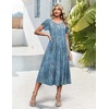 image:imageHOTOUCH Summer Dresses for Women 2026 Casual Midi Dress Petal Short Sleeve A Line Dress Pleated Flare Sundress02 Blue Flower