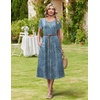 image:imageHOTOUCH Summer Dresses for Women 2026 Casual Midi Dress Petal Short Sleeve A Line Dress Pleated Flare Sundress02 Blue Flower