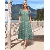image:imageHOTOUCH Summer Dresses for Women 2026 Casual Midi Dress Petal Short Sleeve A Line Dress Pleated Flare Sundress02 Green Flower