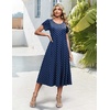 image:imageHOTOUCH Summer Dresses for Women 2026 Casual Midi Dress Petal Short Sleeve A Line Dress Pleated Flare Sundress02 Navy Dot