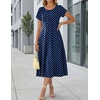 image:imageHOTOUCH Summer Dresses for Women 2026 Casual Midi Dress Petal Short Sleeve A Line Dress Pleated Flare Sundress02 Navy Dot