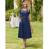 image:imageHOTOUCH Summer Dresses for Women 2026 Casual Midi Dress Petal Short Sleeve A Line Dress Pleated Flare Sundress02 Navy Dot