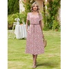 image:imageHOTOUCH Summer Dresses for Women 2026 Casual Midi Dress Petal Short Sleeve A Line Dress Pleated Flare Sundress02 Pink Dot