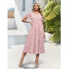 image:imageHOTOUCH Summer Dresses for Women 2026 Casual Midi Dress Petal Short Sleeve A Line Dress Pleated Flare Sundress02 Pink Dot