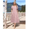 image:imageHOTOUCH Summer Dresses for Women 2026 Casual Midi Dress Petal Short Sleeve A Line Dress Pleated Flare Sundress02 Pink Dot