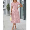 image:imageHOTOUCH Summer Dresses for Women 2026 Casual Midi Dress Petal Short Sleeve A Line Dress Pleated Flare Sundress02 Pink Dot