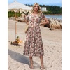 image:imageHOTOUCH Summer Dresses for Women 2026 Casual Midi Dress Petal Short Sleeve A Line Dress Pleated Flare Sundress02 Pink Floral