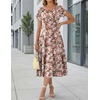 image:imageHOTOUCH Summer Dresses for Women 2026 Casual Midi Dress Petal Short Sleeve A Line Dress Pleated Flare Sundress02 Pink Floral