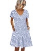 image:imageHOTOUCH Womens Casual Summer Dress with Pockets V Neck Ruffle Sleeve ALine DressesBlue Dot