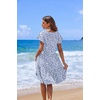 image:imageHOTOUCH Womens Casual Summer Dress with Pockets V Neck Ruffle Sleeve ALine DressesBlue Dot