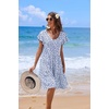 image:imageHOTOUCH Womens Casual Summer Dress with Pockets V Neck Ruffle Sleeve ALine DressesBlue Dot