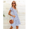 image:imageHOTOUCH Womens Casual Summer Dress with Pockets V Neck Ruffle Sleeve ALine DressesBlue Dot