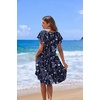 image:imageHOTOUCH Womens Casual Summer Dress with Pockets V Neck Ruffle Sleeve ALine DressesBlue Floral1