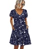 image:imageHOTOUCH Womens Casual Summer Dress with Pockets V Neck Ruffle Sleeve ALine DressesBlue Floral1